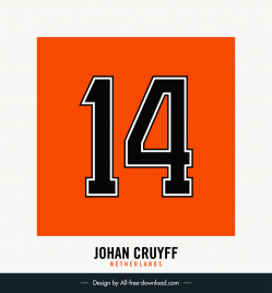 johan cruyff number 14 template flat text number sketch
