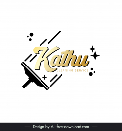kathu cleaning service logo template flat brush tool texts stars outline