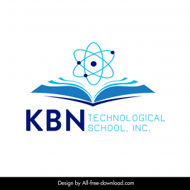 kbn technological school logo template symmetric book molecule texts decor