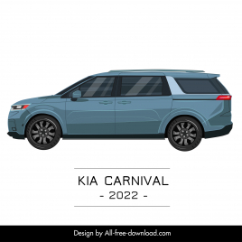kia carnival 2022 car model advertising template modern flat side view sketch