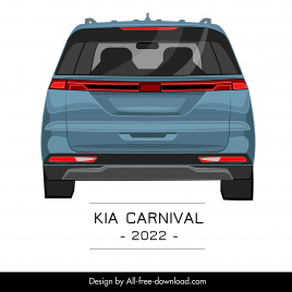 kia carnival 2022 car model icon flat back view design