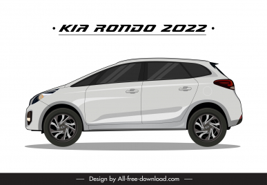 kia rondo 2022 car model icon flat modern side view sketch