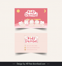 kids dental business card template cute dynamic stylized teeth
