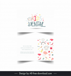kids dental business card template dynamic cute design