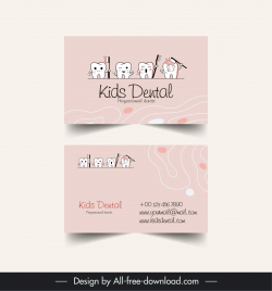 kids dental business card template handdrawn stylized teeth
