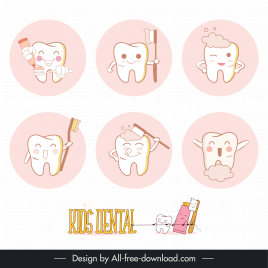 kids dental design elements funny stylized teeth