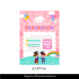 kindergarten graduation invitation idea template cute cartoon design