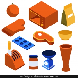 kitchen design elements objects sketch colored 3d