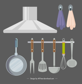 kitchen design elements utensils objects sketch