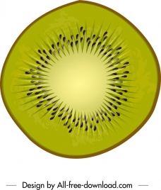 kiwi icon closeup flat green slice design