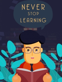 knowledge concept banner learning man speech bubble icons