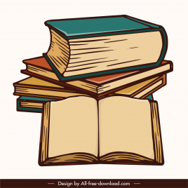 knowledge elements 3d books stack retro design