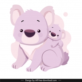 koala family icon lovely cartoon sketch