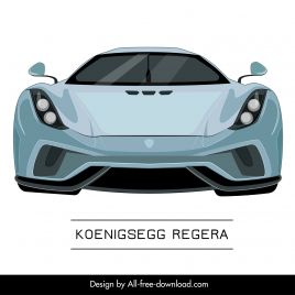 koenigsegg regera car model advertising template modern symmetric front view design
