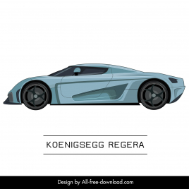 koenigsegg regera car model icon modern flat side view design