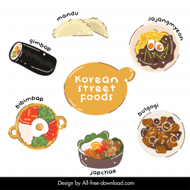korean street food design elements flat classic cuisines design