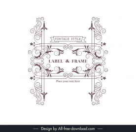 label frame design elements retro elegant symmetric lines curves