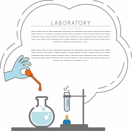 laboratory experiment background colored sketch tools hands icon