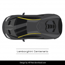 lamborghini centenario car icon modern symmetric top view sketch
