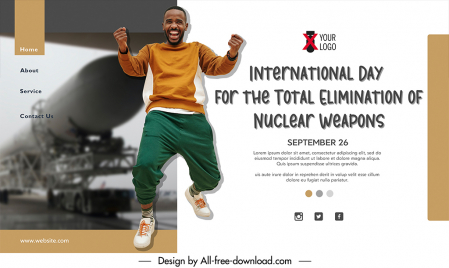 landing page international day for the total elimination of nuclear weapons template excited man warhead sketch