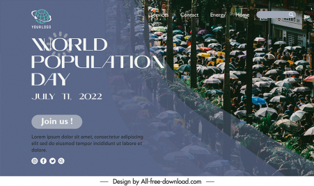 landing page international world population day template crowded street sketch