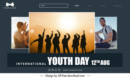 landing page youth day template modern elegant silhouette contrast decor