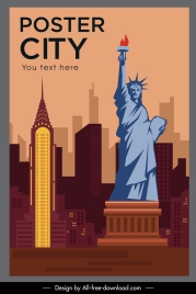 landmark poster new york symbols sketch flat design