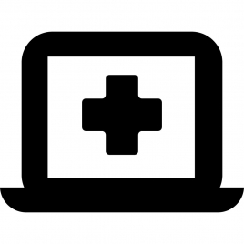 laptop medical sign icon cross sign square shape sketch