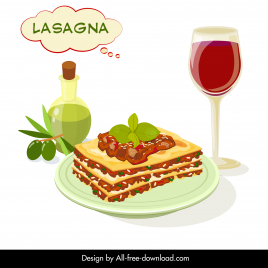 lasagna menu cover template elegant flat design