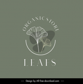 leaf organic store logo template handdrawn retro