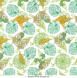 leaf pattern template messy flat classical handdrawn