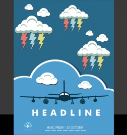leaflet template airplane cloud lightning icons decoration
