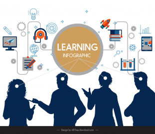 learning infographic design elements dynamic silhouette