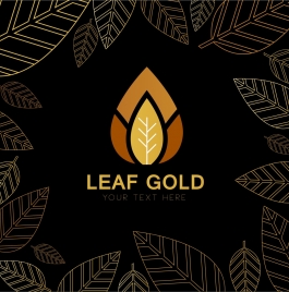 leaves background golden icon decoration