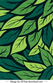 leaves background template green handdrawn flat design