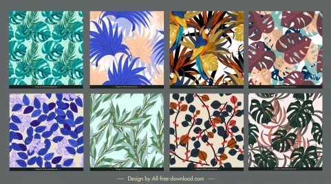 leaves pattern templates colorful classical sketch