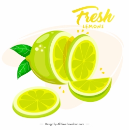 lemon advertising banner bright colored 3d sliced cut