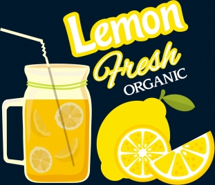 lemon juice advertising fruit jar icons flat design