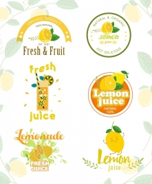 lemon juice logotypes various multicolored shapes isolation