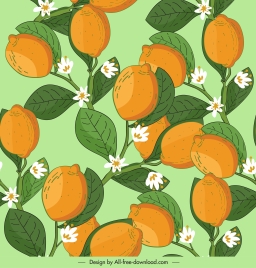 lemon tree pattern colorful classic decor blooming sketch