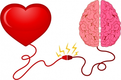 life mechanism concept heart brain electricity icons