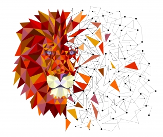 lion head in geometric design vector