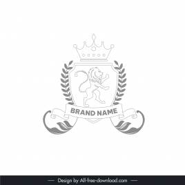 lion in royal style logo symmetric handdrawn outline