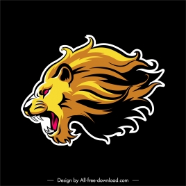 lion label template colored flat sketch powerful design