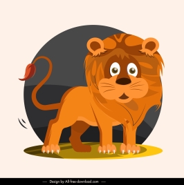 lion species icon classic handdrawn sketch cartoon character