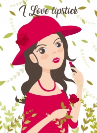 lipstick advertising young girl icon flowers decor