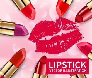 lipsticks advertisement lips mark icon shiny colorful decor