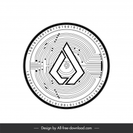 lisk coins sign icon geometric round shape outline