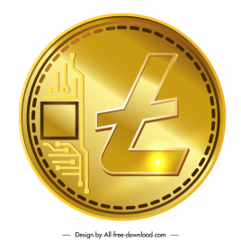 Litecoin dogotal coin sign icon shiny luxury golden design