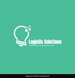 logicus solutions company logo flat lightbulb texts sketch